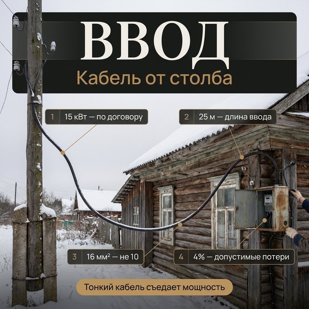 Вводной кабель в дом: сечение, которое режет мощность
