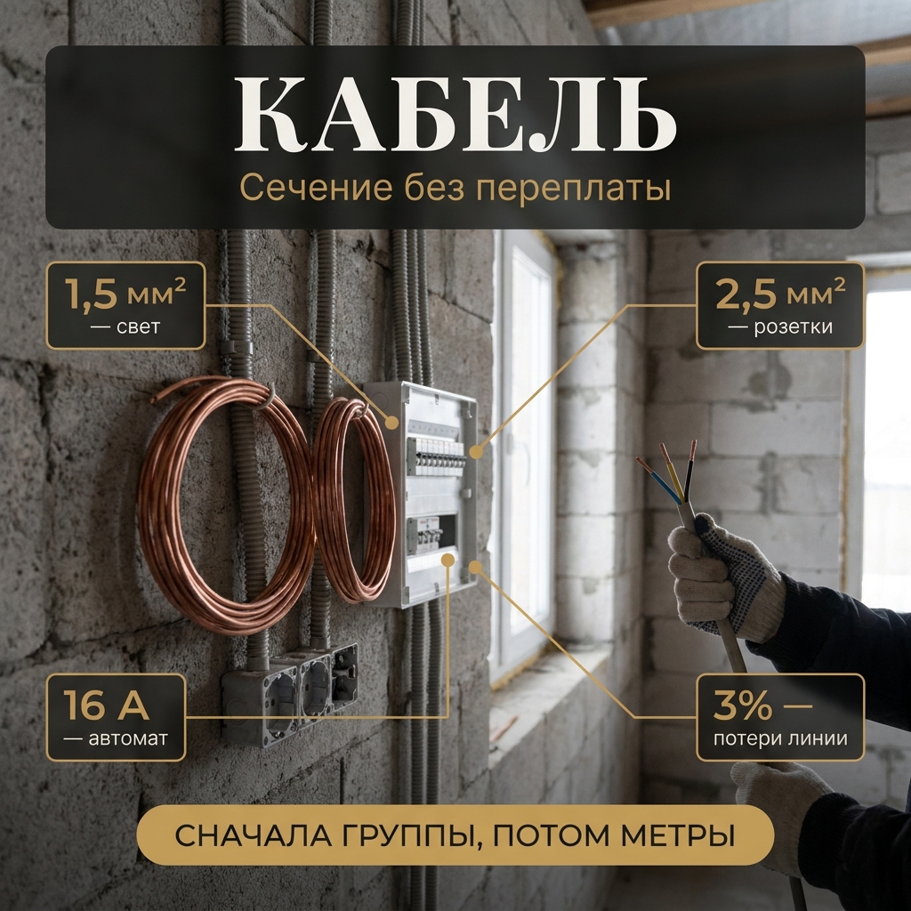 Какой кабель для проводки в доме: сечение без переплаты