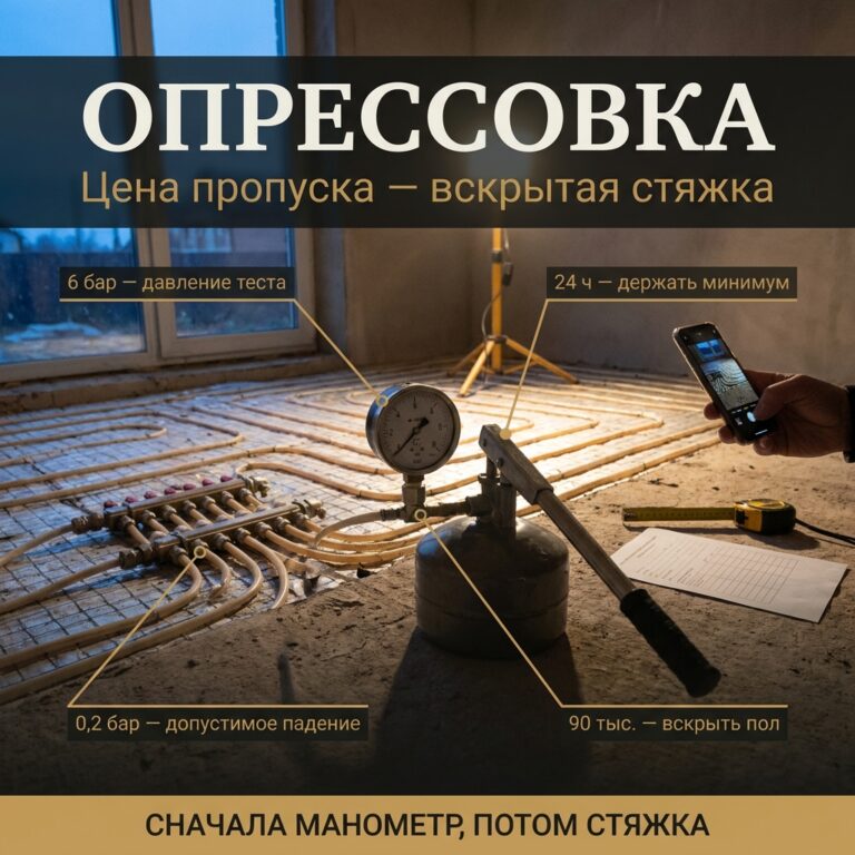 Опрессовка отопления до стяжки: цена пропуска