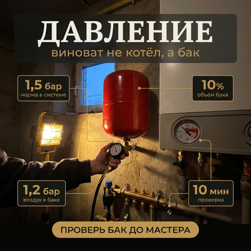 Расширительный бак: почему падает давление в котле