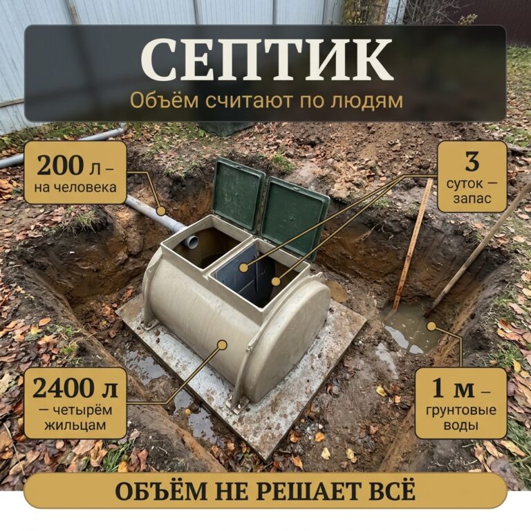 Септик для частного дома: объём считают по людям